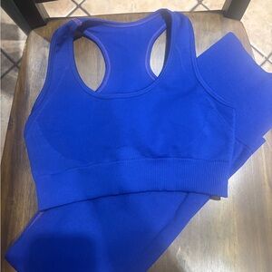 Women's Blue Sports Bra and Leggings Set